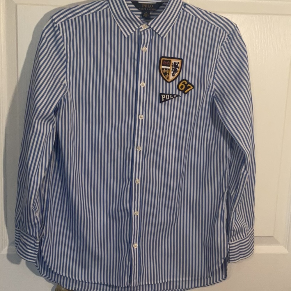Polo by Ralph Lauren Blue and White Striped Casual Shirt